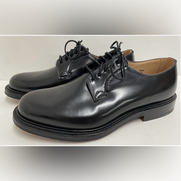 Church's Custom Grade Shannon Polished Binder Derby Black Leather Shoes Size 8.5 - Picture 4 of 10
